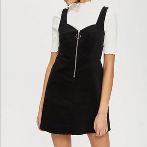 Topshop Black Corduroy Pinafore Minidress 10